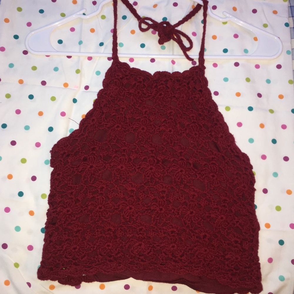 Red Knit Crop Top